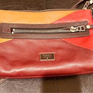 Fossil Multicolor Leather Clutch with Zipper